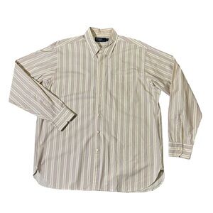 VINTAGE Polo Ralph Lauren mens L Large cream purple stripe button up shirt EUC